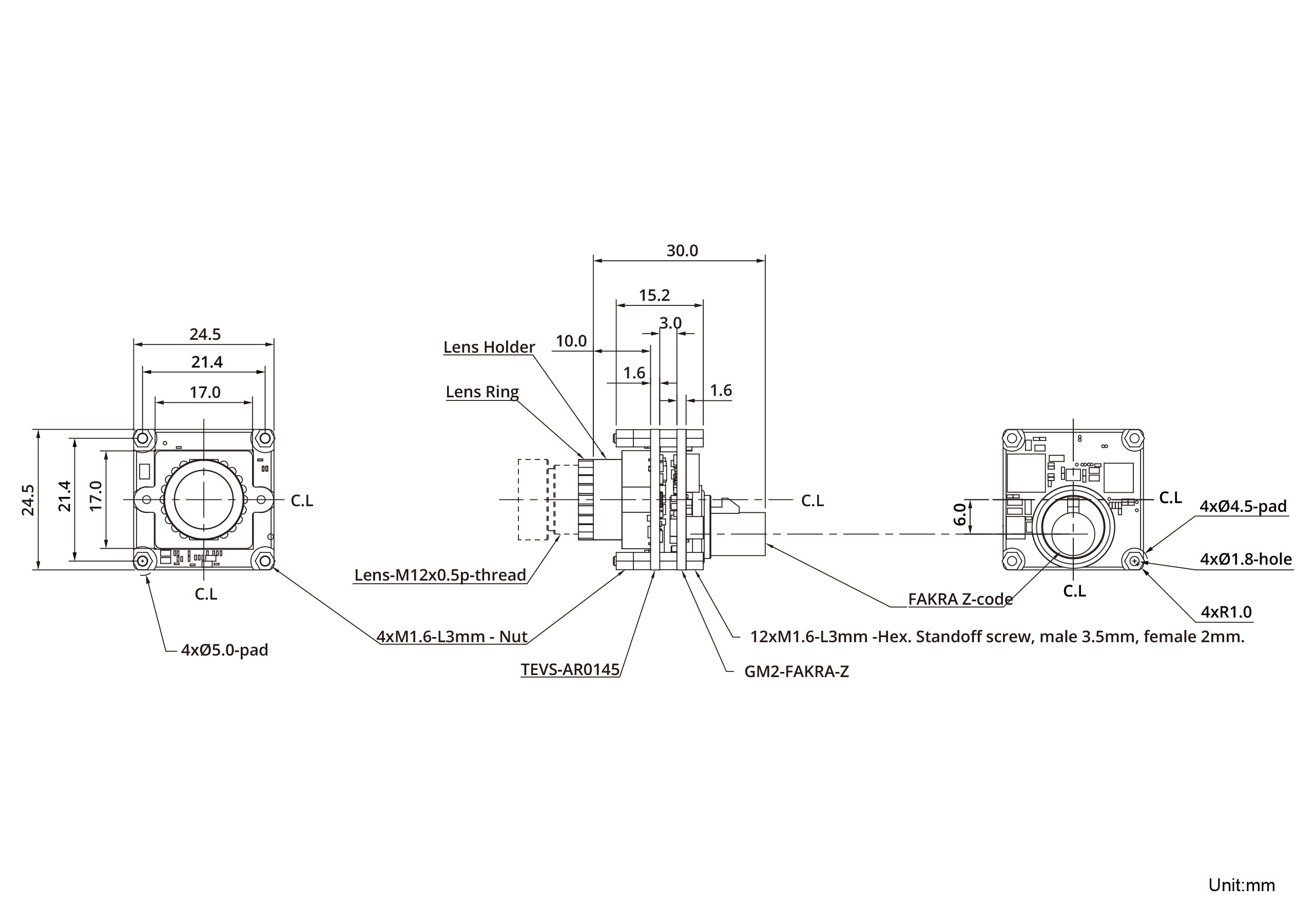 UVLS-GM2-AR0145-SL Dimensions